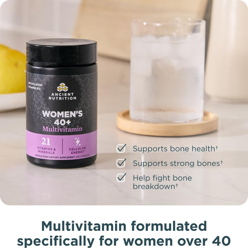 Ancient Nutrition Methylated Multivitamin for Women 40+ | Multi Vitamin & Immune Support with Vitamin D, C, Magnesium, Methylated Vitamin B, Stress, Sleep Support, Bone Health, 90 Ct Women's 90 count