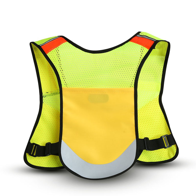 Keenso Reflective Running Vest, Multi-function Running Safety Vest Sports Reflective Mesh Vest with Pocket for Cycling, Night Running, Marathon(Yellow)