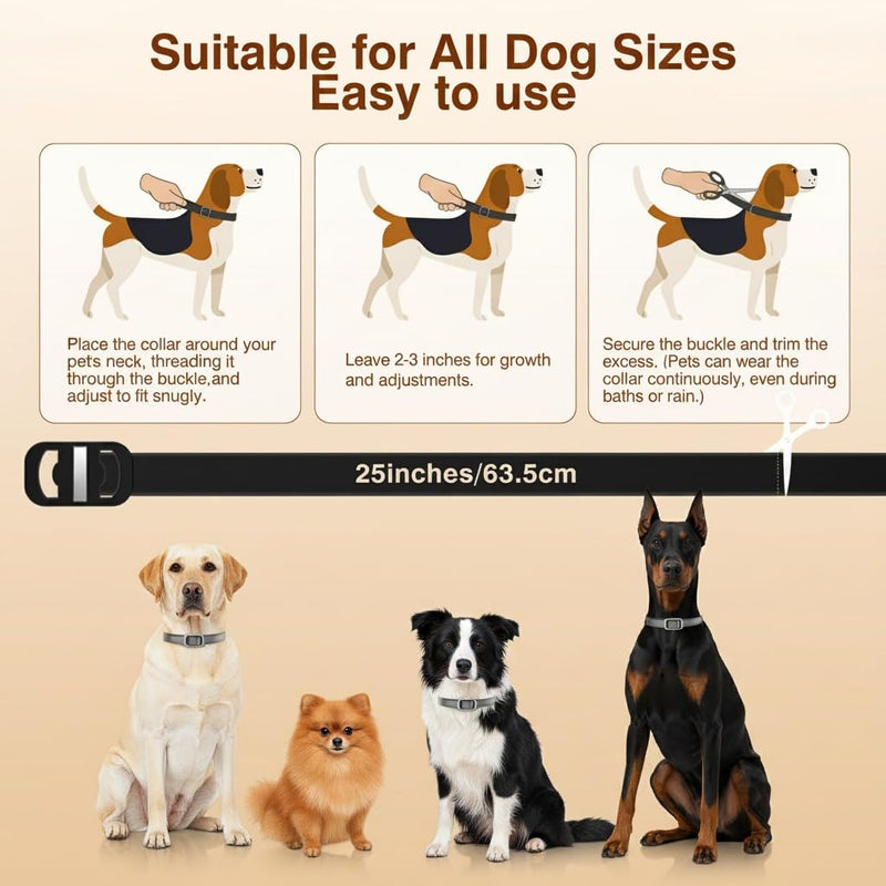4 Pack Flea Collar for Dogs, Flea and Tick, Dog Flea Collar with Natural Essential Oils, Adjustable Size for All Ages of Dogs, Black