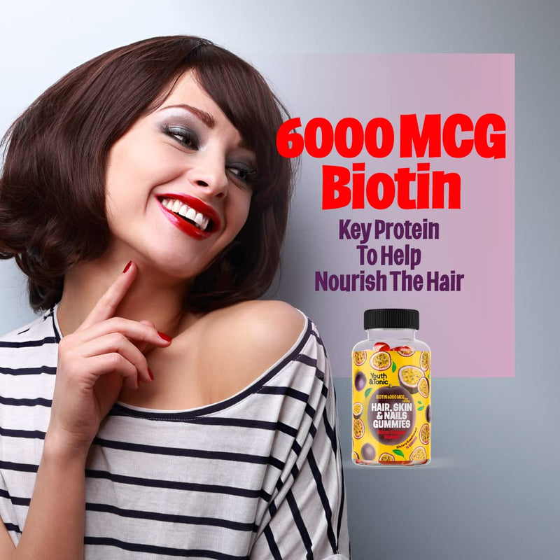 70 Hair Gummies Biotin 6000mcg Collagen Silicon PABA & Multivitamins | Hair Skin and Nails Vitamins Gummy for Women | B Complex Folic Acid 400mcg Vitamin A C D E & Zinc for Hair Growth | Pectin-Based