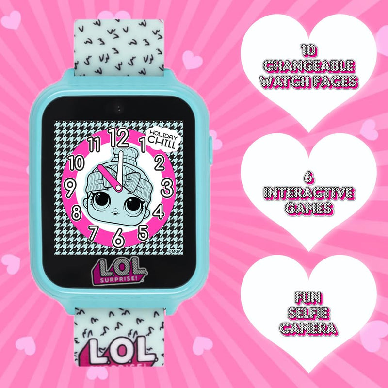 Accutime Kids LOL Surprise Light Blue Educational Touchscreen Smart Watch Toy for Girls, Boys, Toddlers - Selfie Cam, Learning Games, Alarm, Calculator, Pedometer & More (Model: LOL4299AZ) - BeesActive Australia