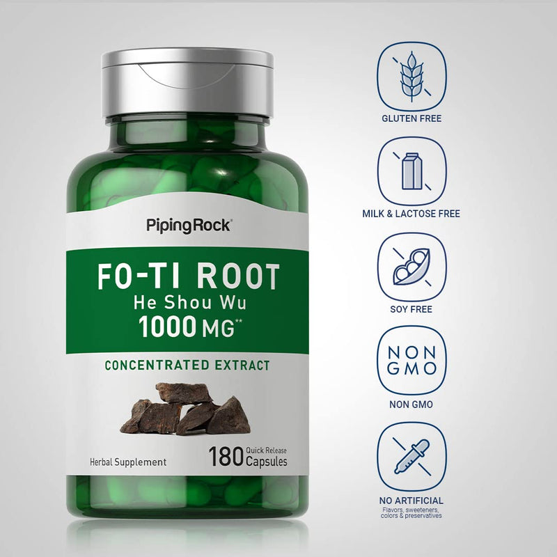 Piping Rock Fo-Ti Supplement | 180 Capsules | He Shou Wu Root | Concentrated Herbal Extract | Non-GMO, Gluten Free