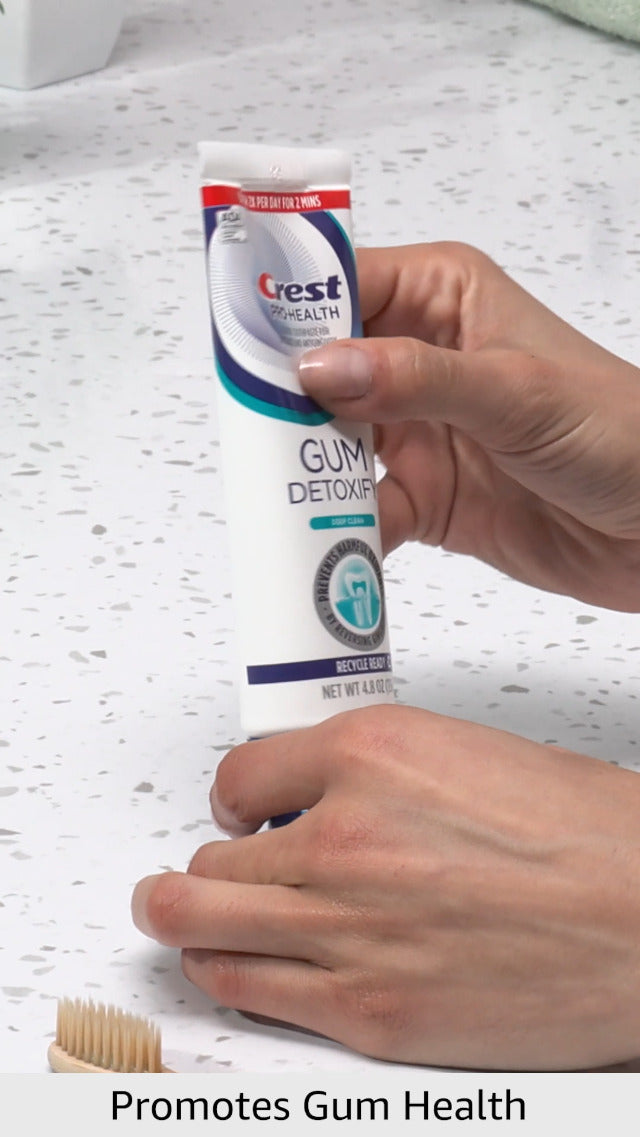 Crest Pro-Health Gum Detoxify Antibacterial Fluoride Toothpaste, 4.8 oz 3 Pack, Enamel and Gum Repair, Cavity Protection, Deep Clean, Plaque Control, Clinically Proven, Travel Size Toiletries 4.8 Ounce (Pack of 3)