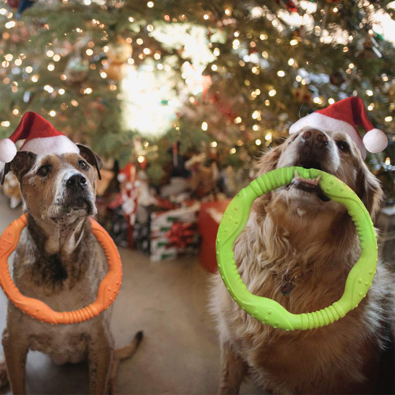 LaRoo Dog Flying Ring Toys, Floating Flying Disc ABS Durable Interactive Chew Toys for Training Outdoor Playing Puppy Medium Large Dogs (Small Green/18cm) Green-S - BeesActive Australia