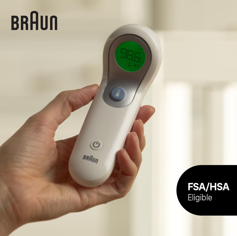 Braun No Touch and Forehead Thermometer - Touchless Thermometer for Adults, Babies, Toddlers and Kids, Color-Coded Fever Guidance, Fast, Reliable, and Accurate Results 1 Count (Pack of 1) No Touch & Forehead