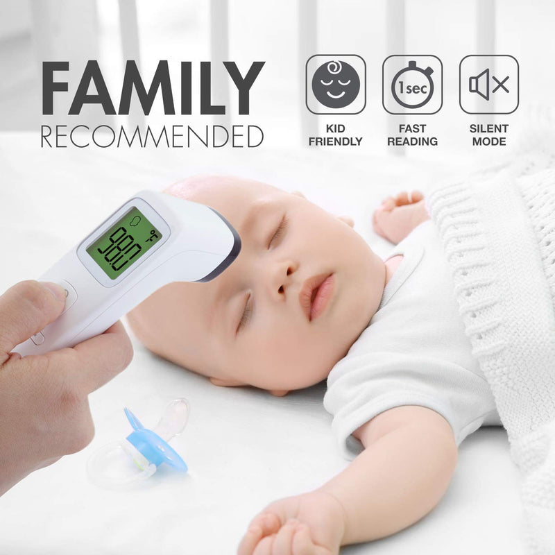 Tenergy Non-Contact Forehead Thermometer for Kids and Adults, Touchless Instant Result Infrared Thermometer, Digital Baby Thermometer with Fever Indicator for Whole Family, Batteries Included