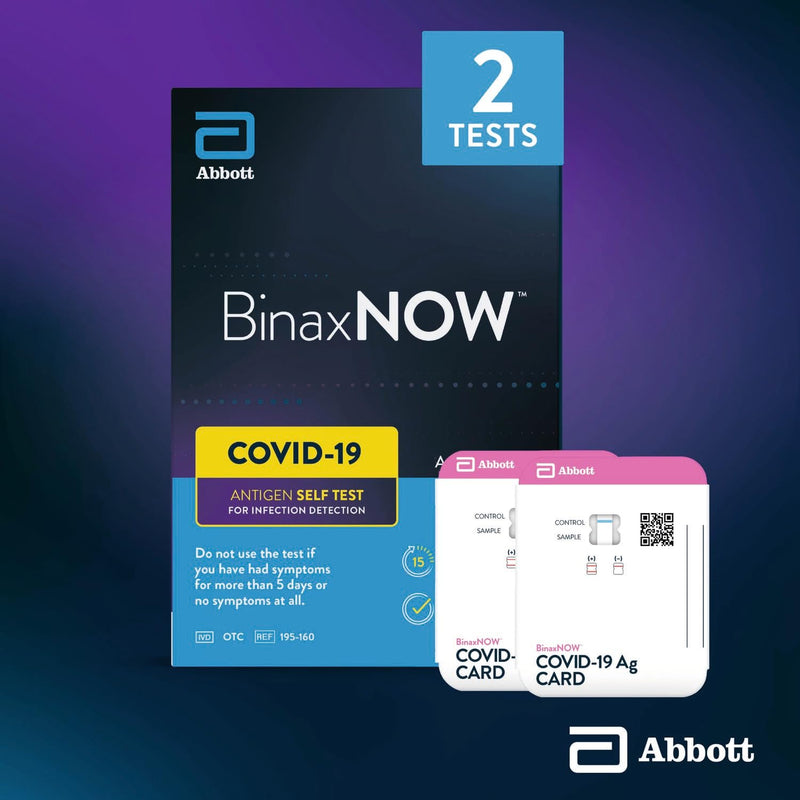 BinaxNOW COVID-19 Antigen Self Test, 1 Pack, 2 Tests Total, COVID Test With 15-Minute Results Without Sending to a Lab, Easy to Use at Home 2 Test Total