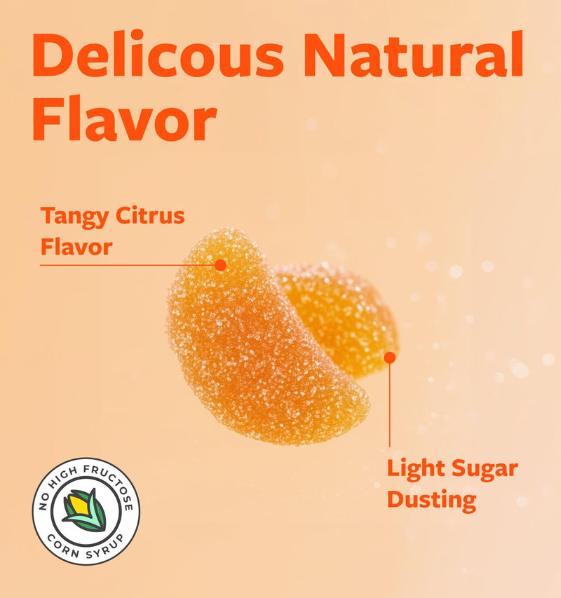 Vegan Vitamin C Gummies for Adults - Orange Flavor (2 Month Supply) | Immune Support Gummies with Chewable Vitamin C 500mg per Serving for Daily & Seasonal Wellness - High Potency Non-GMO Formula Gummy 120 Count (Pack of 1)