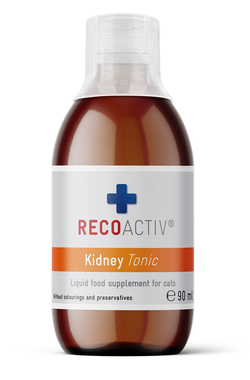 RECOACTIV Kidney Tonic for cats, 1 x 90 ml, dietary food supplement for recovery from early signs of renal dysfunction in cats, and for prevention