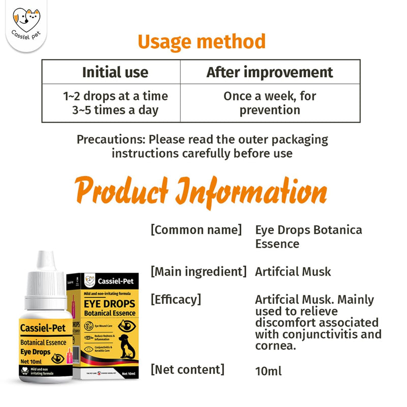 Eye Drops for Eye Infection Treatment, Soothe Infection Allergy, Relieve Dry Eyes & Red Eye，Eye Cleaner and Tear Stain Remover for Dogs and Cats | 10 ml 0.33 FL OZ (1 Bottle) 1 Bottle