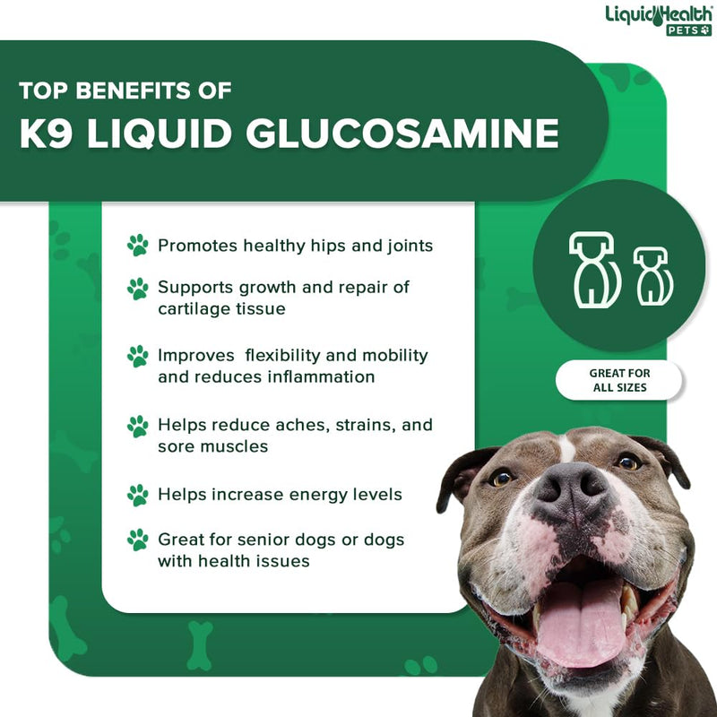 LIQUIDHEALTH Pets K9 Glucosamine Chondroitin Supplement for Dogs & Puppies & Joint Purr-Fection Hip & Joint Glucosamine Drops for Cats & Kittens - Pet Supplement Bundle for Joint Health & Mobility - PawsPlanet Australia