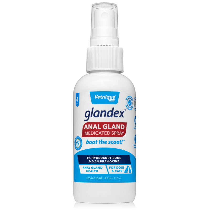 Glandex Anal Gland Medicated Spray for Dogs & Cats (4oz) and Advanced Vet-Strength Chews 60 Ct Bundle, Dog Deodorizing Spray & Anti-Itch Spray for Dogs, Anal Gland Supplement for Dogs with Extra Fiber - PawsPlanet Australia