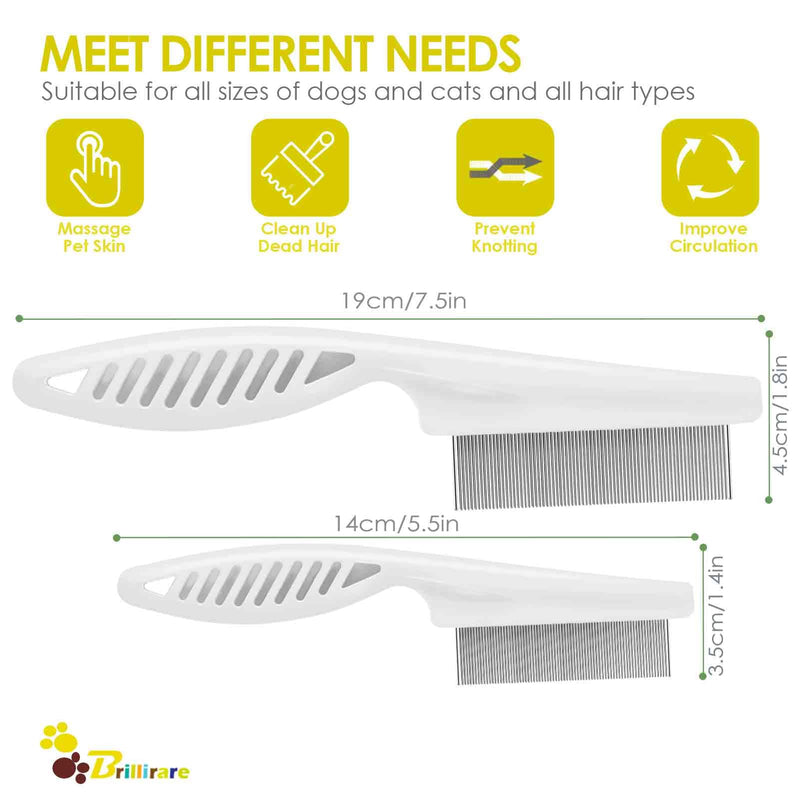 4 Pack Dog Grooming Comb, Pet Flea Lice Combs, Stainless Steel Pet Combs with Rounded Teeth, Professional Metal Cat Tear Stain Remover, Dematting Tool for Small, Medium & Large Pets - BeesActive Australia
