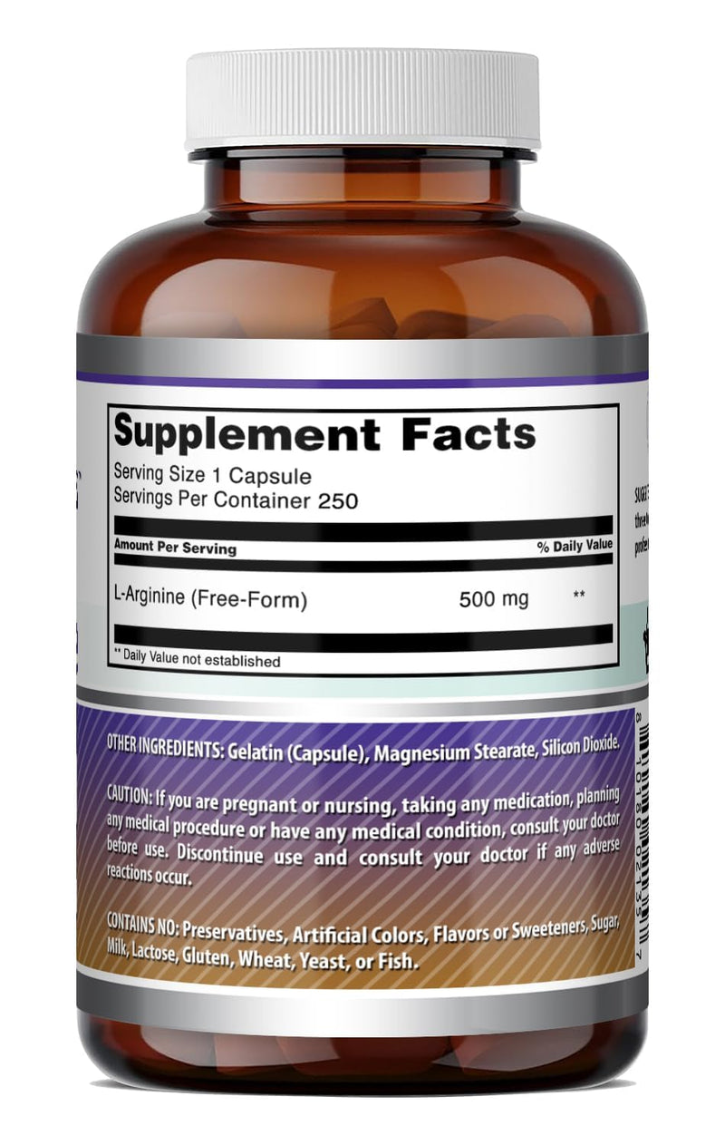 Amazing Formulas L-Arginine Supplement | 500 Mg Per Serving | Capsules | Amino Acid Supplement for Men & Women | Non-GMO | Gluten Free | Made in USA (3 Pack | 250) 3 Pack | 250 Count