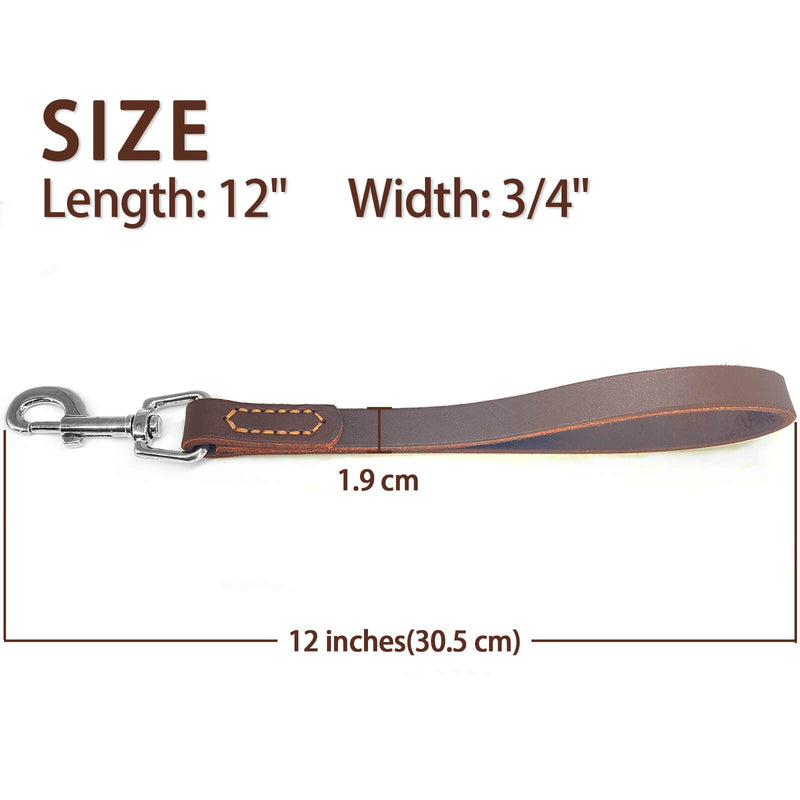 Leather Short Dog Lead, Strong Traffic Pet Lead with 360º Heavy Duty Metal Hook, Short Dog Leash for Big Large Medium Dogs Training and Walking. - BeesActive Australia