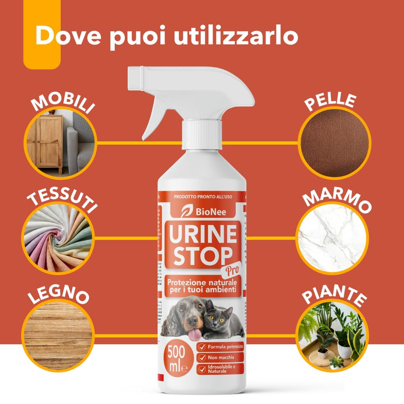 Urine Stop PRO Potentiated Plant Deterrent with Citrus and Horsetail, Ready to Use to Reduce Urinary Marking of Dogs and Cats - Indoor and Outdoor - 500ml