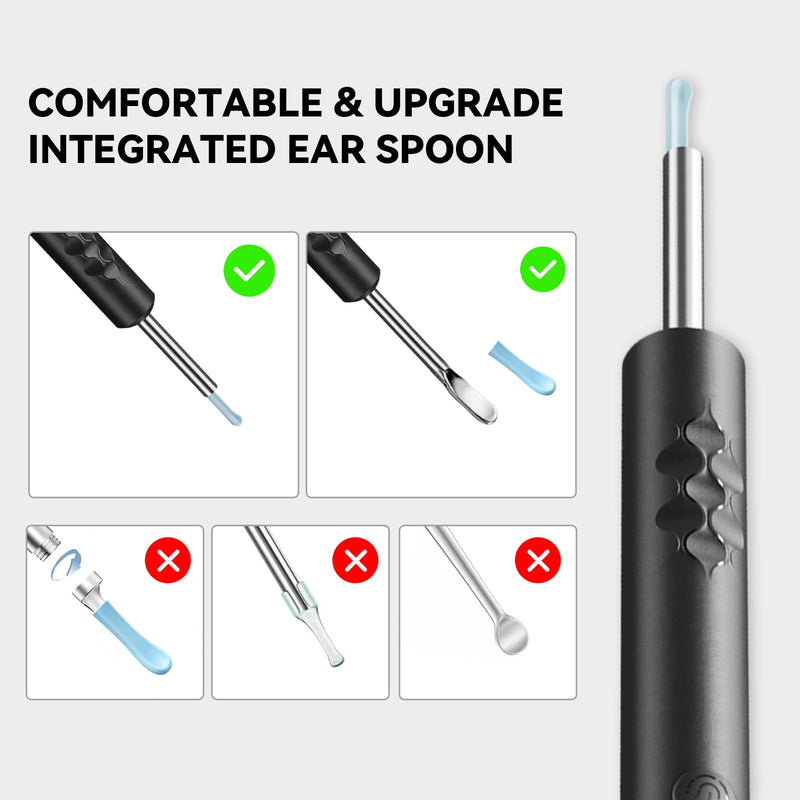1080P HD Ear Camera with 6 LED Lights - Waterproof Rechargeable Otoscope Tool, Ear Wax Removal Kit with 8Pcs Ear Care Set for iOS & Android Ear Cleaner A - BeesActive Australia