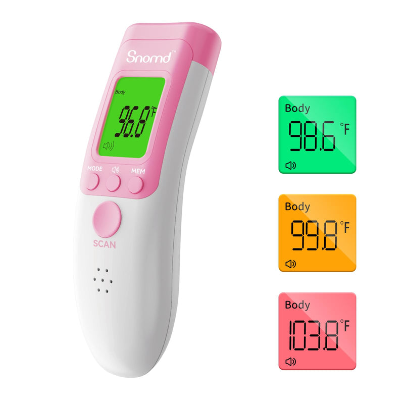 Digital Non-Contact Infrared Forehead Thermometer for Adults, Kids, and Baby, 3-in-1 Medical Grade Thermometer with Fever Indicator, Instant Reading, Backlit LCD Display JXB-183