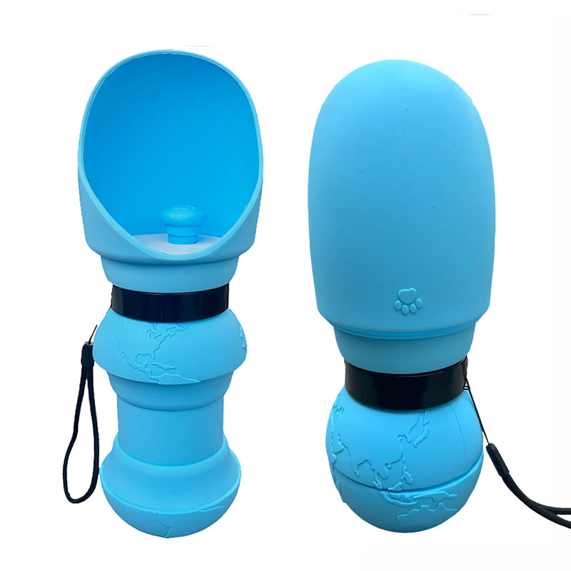 Dog Foldable Water Bottle with Folding Bowl (Blue Globe), Pink Blue Globe