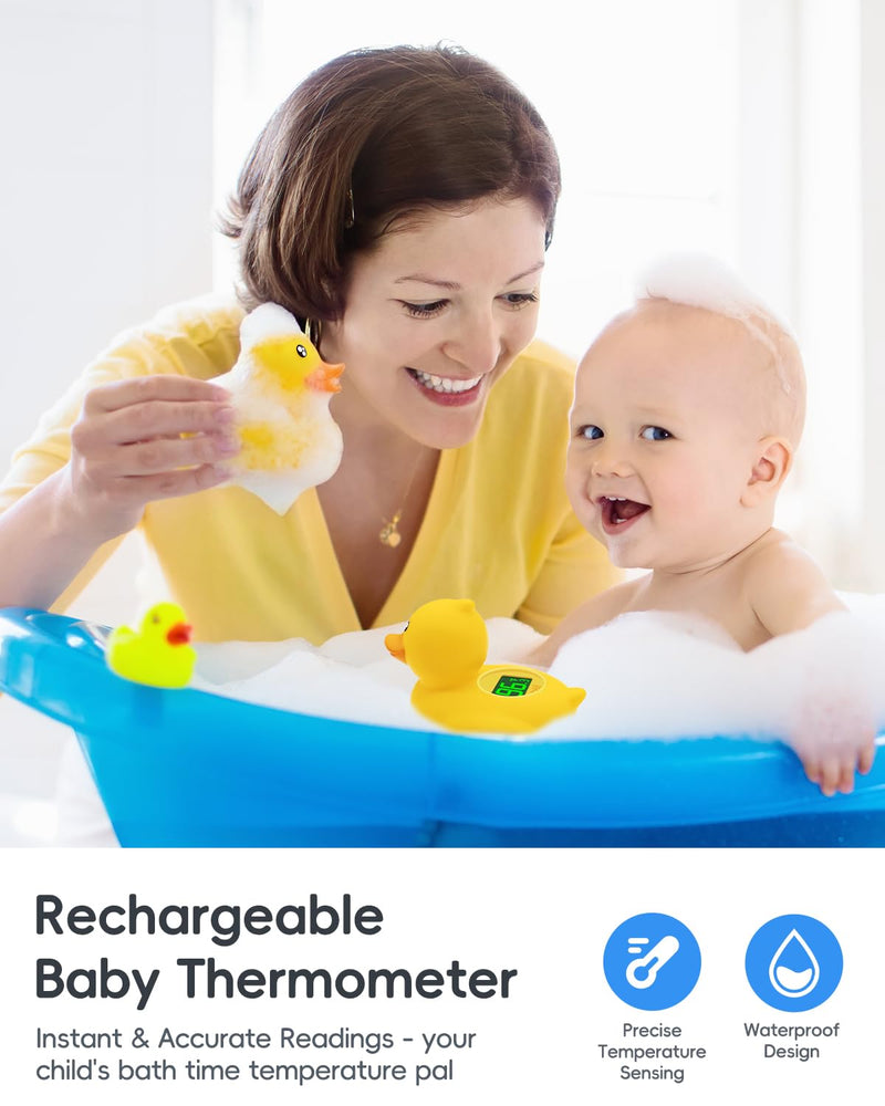 b&h Duck Rechargeable Baby Bath Thermometer - Fast Temperature Reading, Digital Water Thermometer for Bathtub and Room, Safety Infant Floating Bath Toy, Baby Bath Essentials baby duck