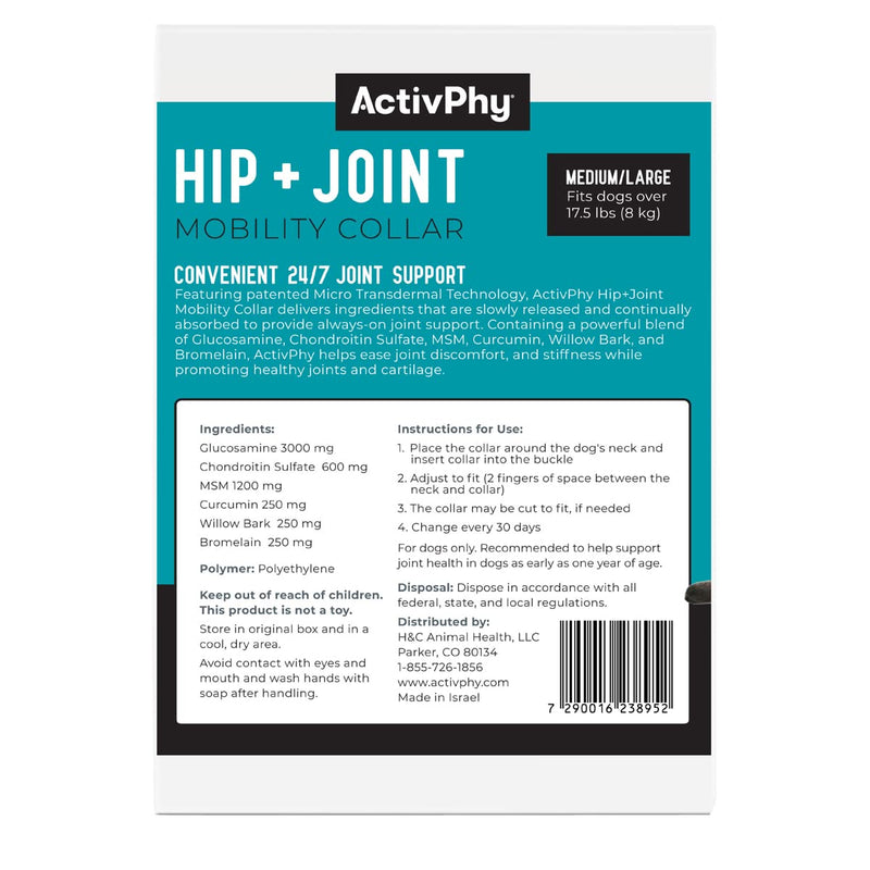 Hip + Joint Mobility Collar for Dogs with Glucosamine, Chondroitin, MSM, and More | Convenient & Easy | 30 Days of Continuous Support | Water Resistant (Med/Large) Medium/Large - PawsPlanet Australia