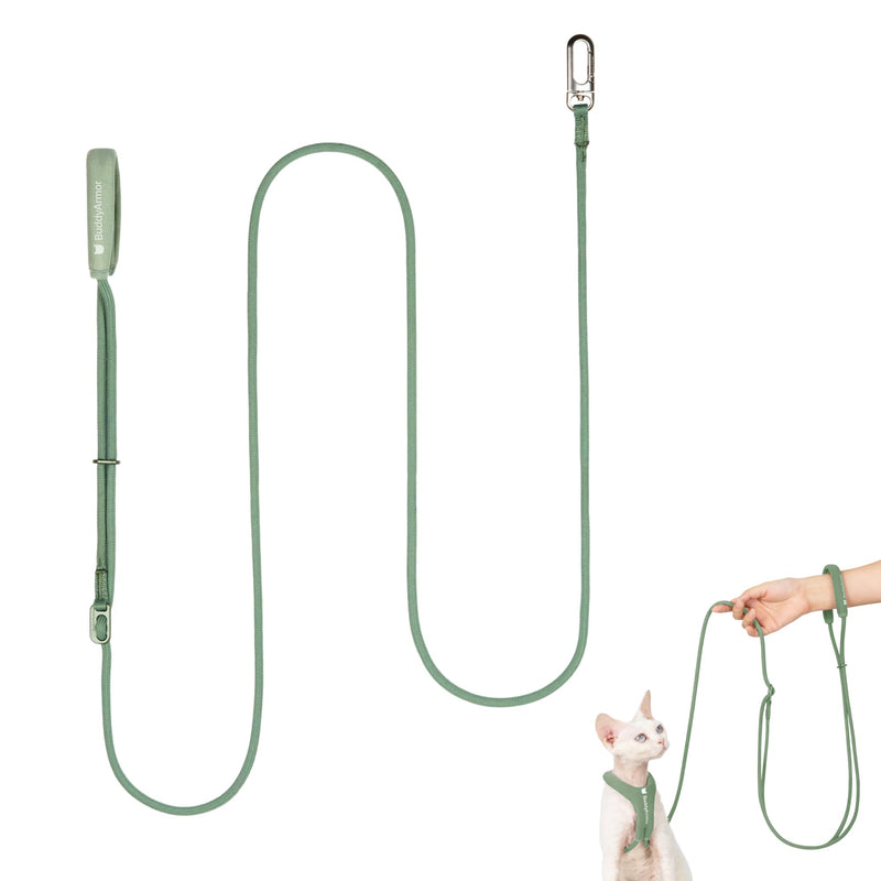 Hands Free Cat Leash Lightweight 4.1-7.2FT Adjustable Durable Rope Leash with Padded Handle, Versatile Crossbody Waist Lead for Cats Puppy ≤26lbs Outdoor Walking (Olive, S) Olive S 4.1-7.2FT - BeesActive Australia