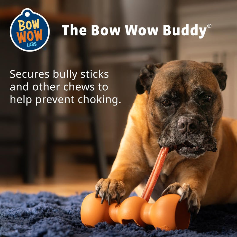 Bow Wow Labs Buddy Safety Device | Newly Redesigned Bully Stick Holder for Dogs | Made in The USA | Dishwasher Safe (S) Small (16-30 pound dog) Newly Redesigned/Orange - BeesActive Australia