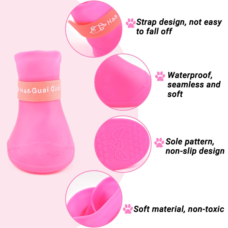 Puppy Dogs Candy Colors Anti-Slip Waterproof Rubber Rain Shoes Boots Paws Cover (Rose Red,Medium) M: 1.56''x 1.99''(W*L) Rose red - BeesActive Australia