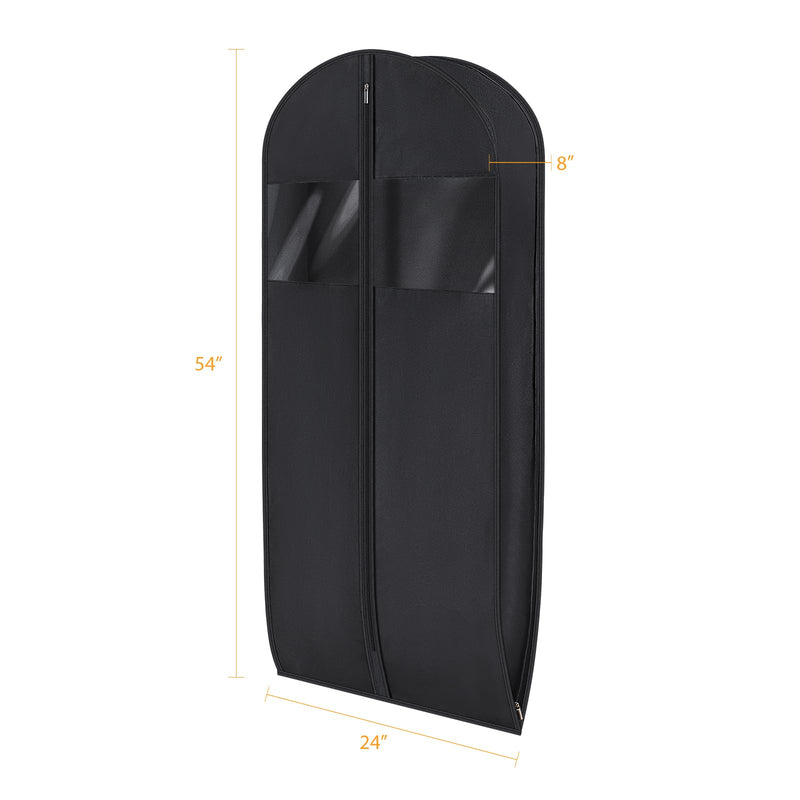 Syeeiex 54'' Garment Bags for Hanging Clothes with 8'' Gussets,Space Saving Hanging Garment Bag with Self Compression Zipper - Save 50% Space-Can Hold 6 Down Coats,8 Fur & Winter Coats,20 Shirts(2PCS) 54'' - 2pcs(8'' Gusseted) Black