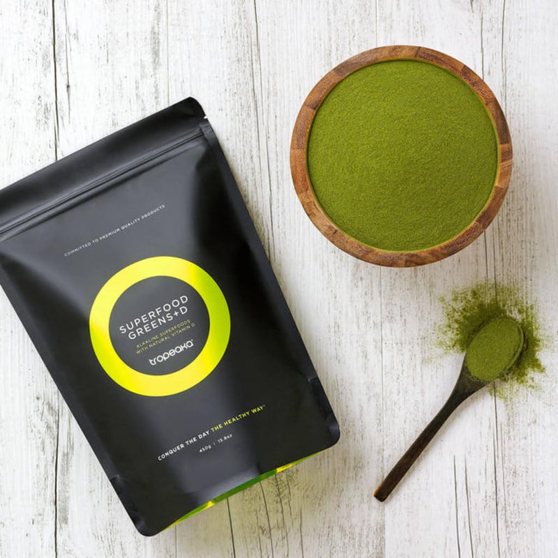 Tropeaka Superfood Greens + D - Antioxidant Green Powder for Energy, Immune System, & Gut Health, Rich in Chlorophyll & Essential Nutrients, Vitamin D, Vegan, Gluten Free, Non-GMO - 7oz (20 Servings)