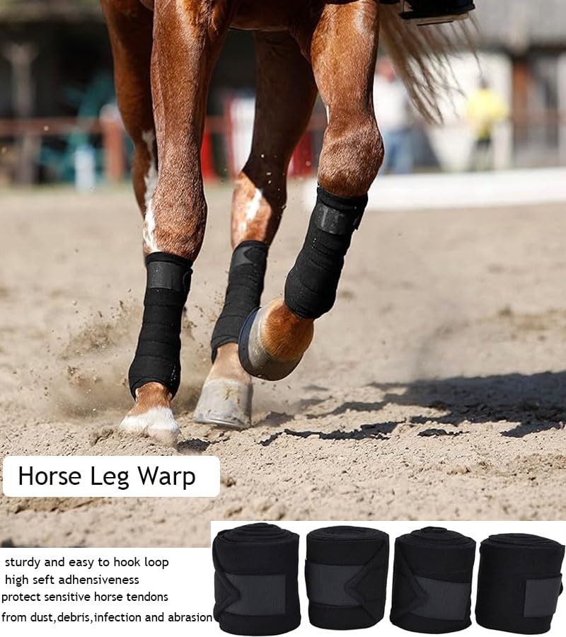 Brushing Boots for Horse Set of 4,Non-Slip Neoprene Horse Boots Leg Wraps for Horses, Protection Boots Treats for Sprains Bites-Universal Size (Black) Black - BeesActive Australia