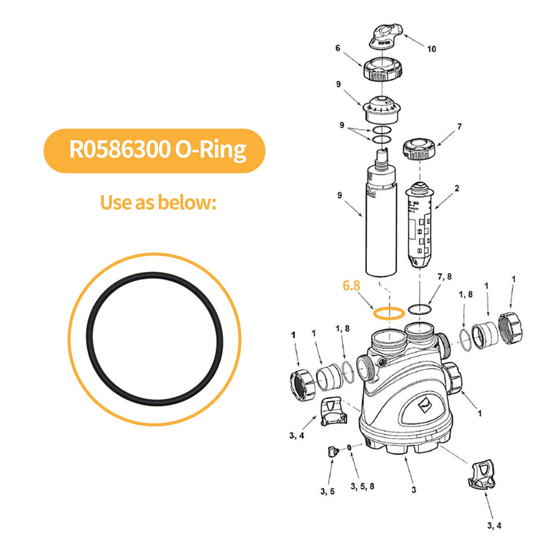 R0586300 Large Collar Tri-Lobe O-Rings Fit for Zodiac Nature 2 Fusion, Fusion Soft, Inground, Vision Aboveground, Vision Pro above Ground (4PC) - BeesActive Australia