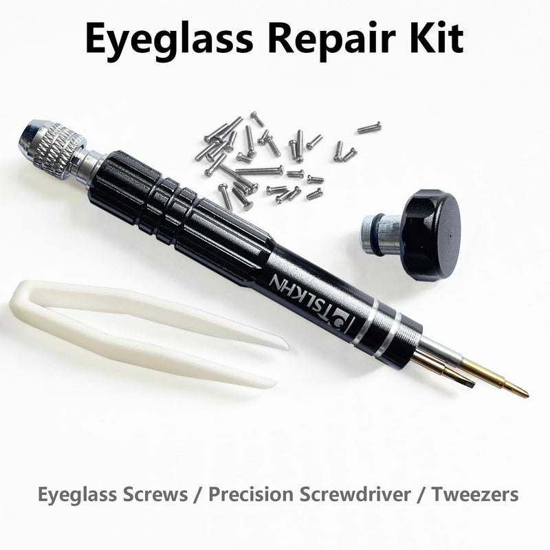 PTSLKHN Eye Glass Repairing Kit, S2 Steel Screwdriver with 15 Types of Screws, Precision Eyeglass Repair Tool Set (Black2in1-screws) Black2in1-screws - BeesActive Australia
