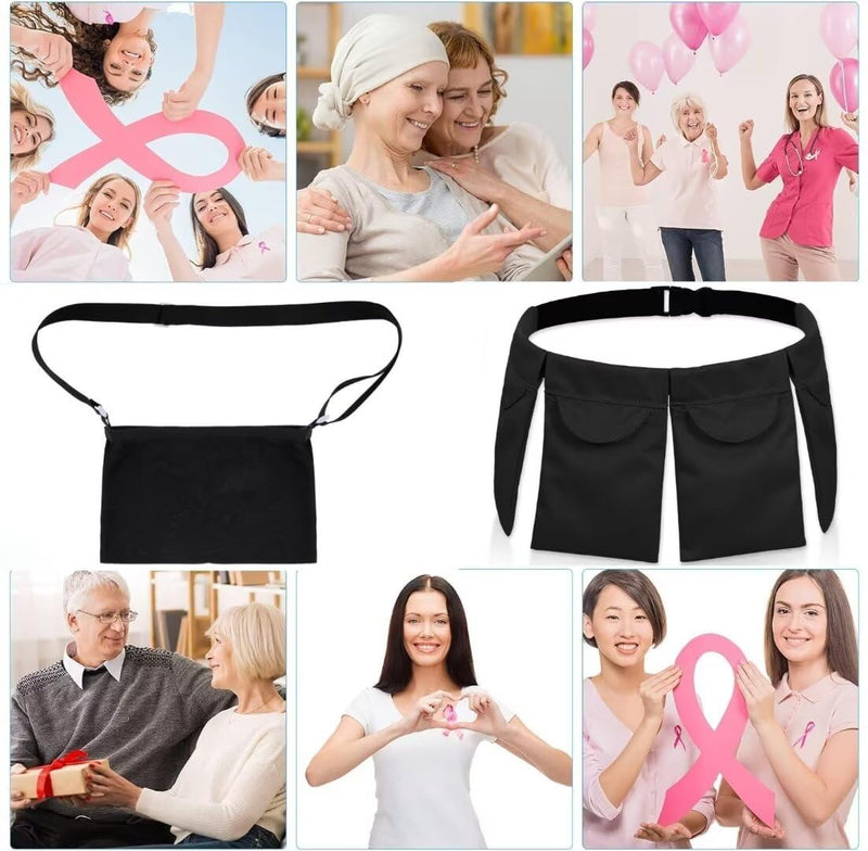 Mastectomy Drain Holder Drainage Pouch with Shower Bag for Breast Mastectomy Breast Reduction Augmentation Tummy Tuck Breast Cancer Recovery Support Post Surgery Supplies (4-Pocket Belt + Bath Bag) 4-pocket Belt +Bath Bag