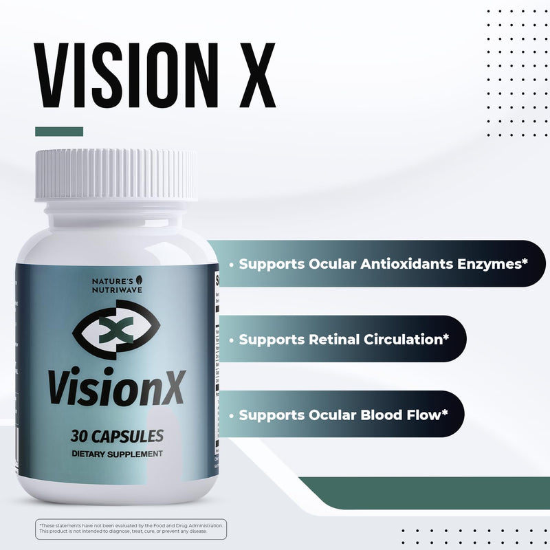 VisionX – Lutein, Zeaxanthin & Bilberry – 30 Ct, 1 Month Supply | Also includes Ginkgo, Zinc & Selenium with Lutein, Zeaxanthin, Bilberry & Vitamins A, C, E | Non-GMO 30 Count (Pack of 1)