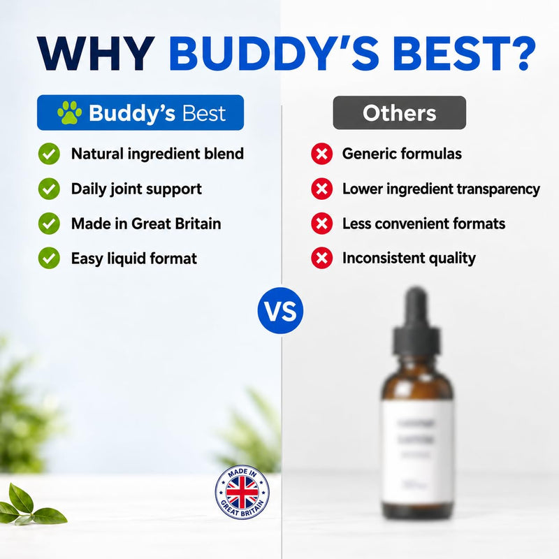 BUDDY'S BEST Twin Pack Dog Joint Support Plus | 50ml | Supports Healthy Joints & Mobility in Dogs | Natural Ingredients for Daily Wellness | Easy to Use | Made in the UK Pack of 2