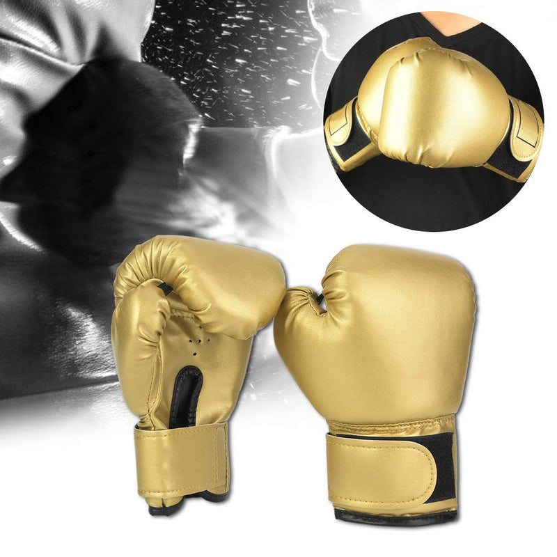 Yctze PU Leather Boxing Gloves for Kids, Childrens Training & Sparring Mitts for Sandbag Punching, Suitable for Ages 3-10, Gold