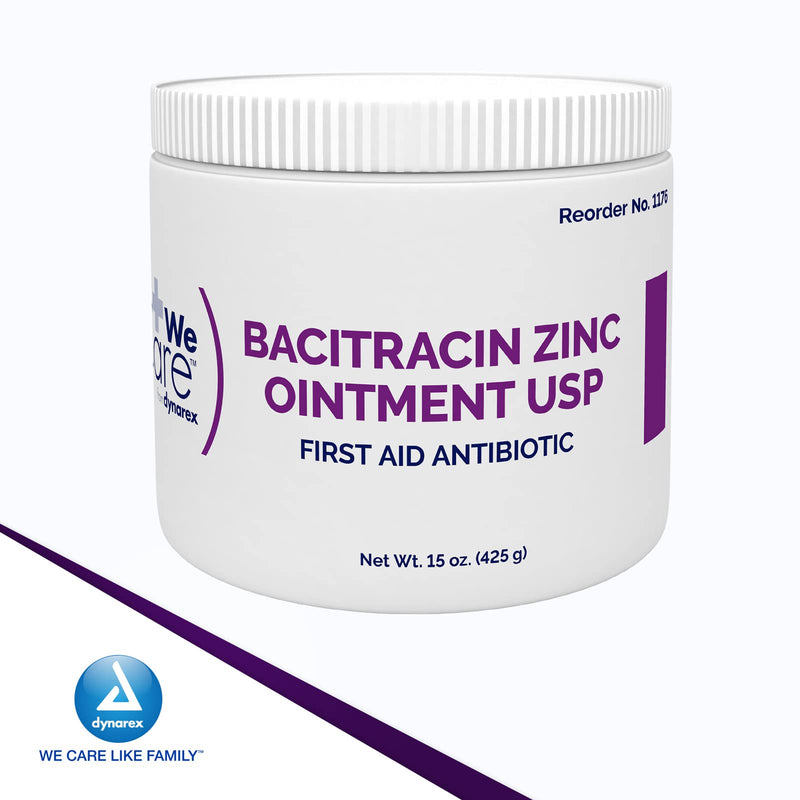 Dynarex Bacitracin Zinc Ointment USP - Wound Healing Treatment for Minor Cuts, Itchy Diaper Rashes and First Degree Burns - 1 Jar - 15 oz. / 425 Grams (Packaging May Vary) - BeesActive Australia