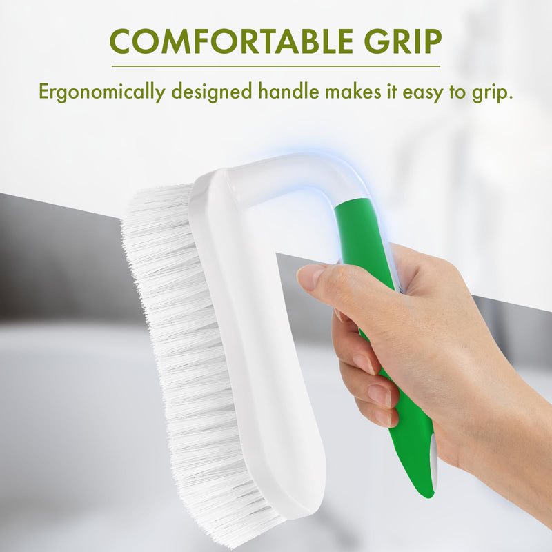 Amazer Scrub Brush for Cleaning Comfort Grip Shower Scrubber Stiff Bristles with Handle Heavy Duty Cleaner Brush for Tub Sink Carpet Floor - Pack of 2 (Green+Green) Green+green 2-Pack - BeesActive Australia