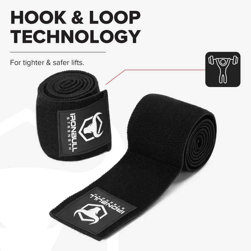 Elbow Wraps for Weightlifting (1 Pair) - 50" Elastic Elbow Braces for Weight Lifting - Elbow Support for Bench Press, Powerlifting, Fitness, & Gym Workout - Gym Elbow Straps Weightlifting - Elbow Compression Strap Brace Black