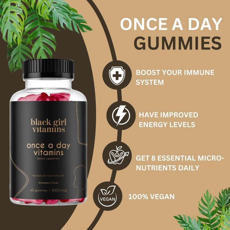 Black Girl Vitamins Look Good Feel Good Bundle – Hair Skin & Nails, Vitamin D3 2000IU & Once a Day Multivitamin - Women's Supplement Bundle – Energy, Immunity & Beauty Support 3 Count (Pack of 1)