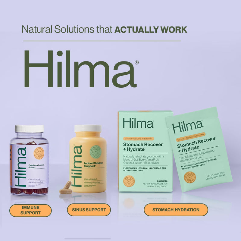 Hilma Elderberry Immune Support Supplement, 60 Vegan Gummies | Daily Natural Wellness Supplement, Clinically Proven Ingredients, With Vitamin C, Zinc, Antioxidants, Natural Berry Flavor