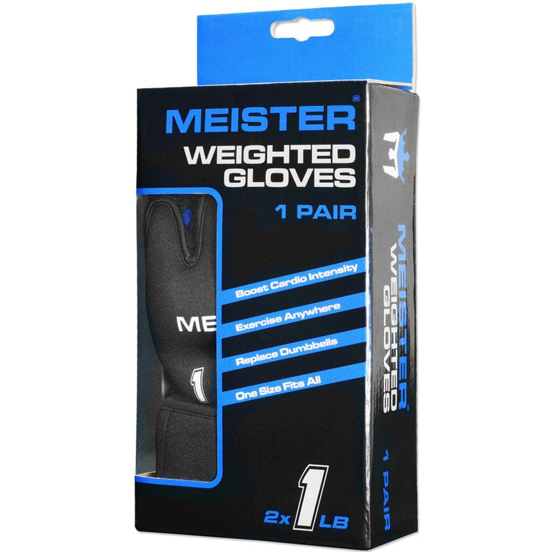 Meister Elite 1lb Neoprene Weighted Gloves for Cardio & Heavy Hands (Pair) - 1lb x 2 Black / Blue 1 Pound Gloves (2lb total) - BeesActive Australia