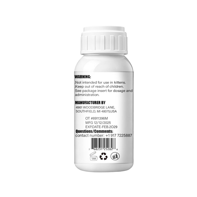 Cat Dewormer Liquid,Dewormer for Cats Broad Spectrum for Tapeworms, Roundworms & Hookworms, Promotes Digestive Comfort & Daily Balance