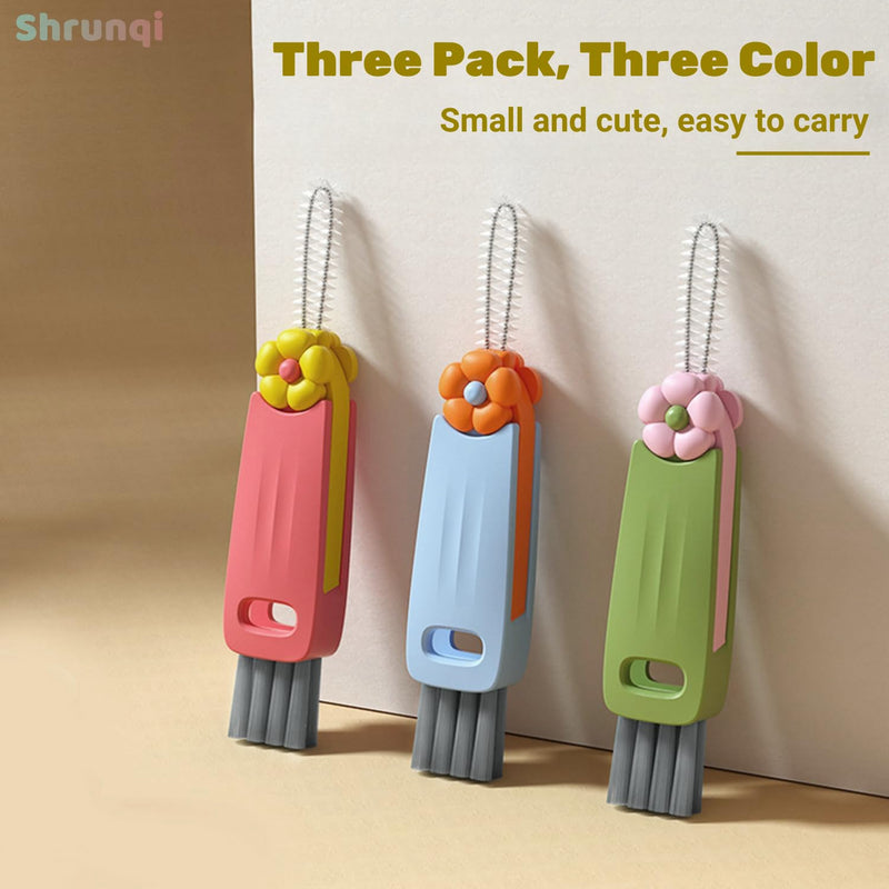 3 in 1 Cup Lid Cleaning Brush, 3 in 1 Multifunctional Cleaning Brush Portable Cup Lid Cleaner for Bottle Gap Tight Spaces Cup, Portable Cup Lid Cleaner with Brush, 3 Pcs 3pcs Multicolor - BeesActive Australia