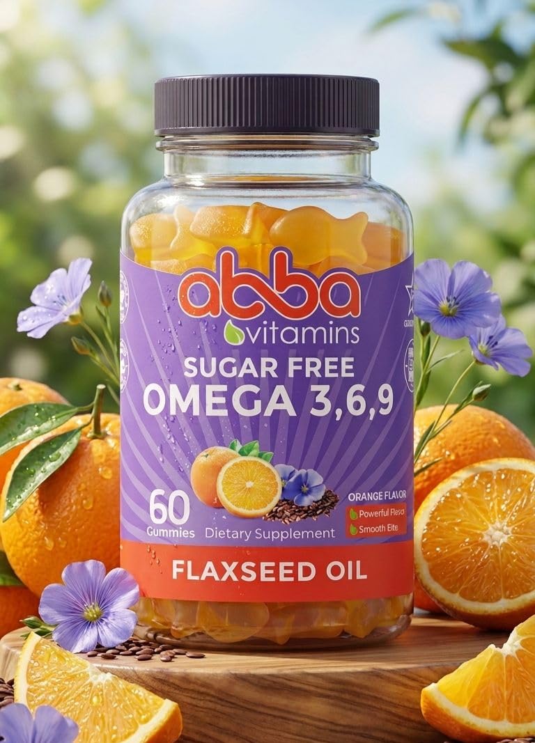 Sugar Free Omega 3,6,9 Gummies, Orange Flavor - 60 Count | Sugar Free Plant-Based Omega Gummies