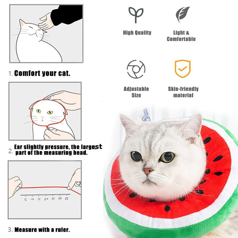 crazy bean Postoperative Protective Collar for Cats Soft Adjustable Safe and Comfortable Cute Elizabethan Kitten Collar Watermelon - BeesActive Australia
