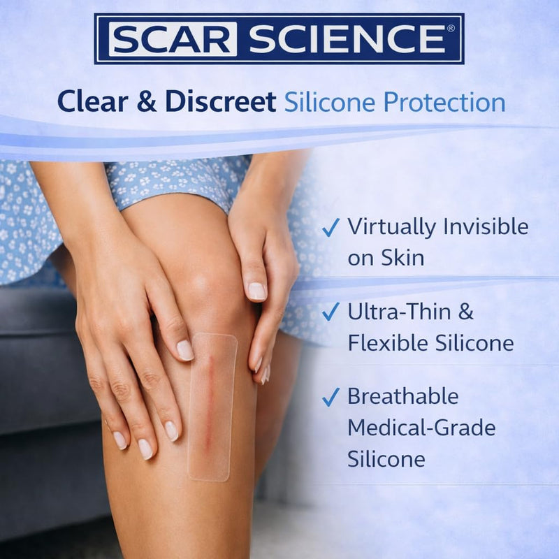 Medical Grade Silicone Scar Sheets - 7" Reusable Water-Resistant Silicone Tape for Scars - Clear Breathable Tape for C-Section, Tummy Tuck, Surgical Scars, and Keloids - 4-Pack 7" – 4 Pack – 30 Day - BeesActive Australia