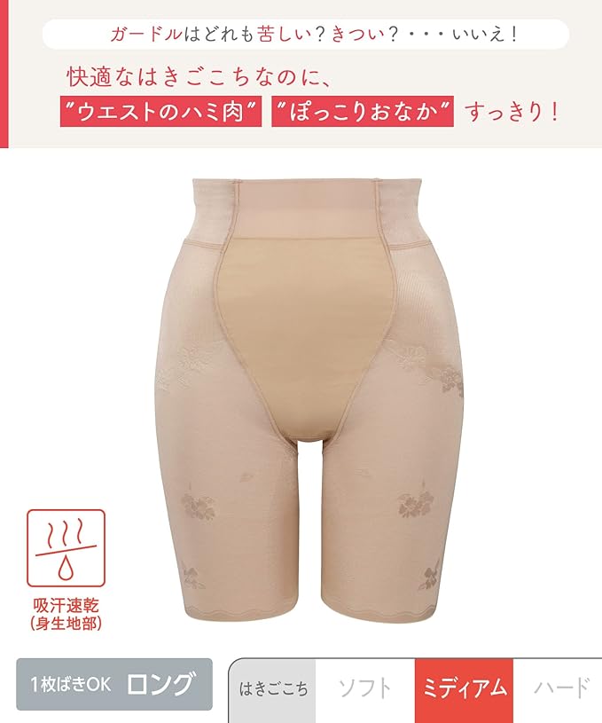 Wing/Wacoal KQ2785 Women's Girdle, Waist Stomach Suppression, Hip Lifting, Comfortable Wearing Body, Sweat Absorbent, Quick Drying, Slightly Higher Waist Length S, 58-LL, 90, Long Length - BeesActive Australia