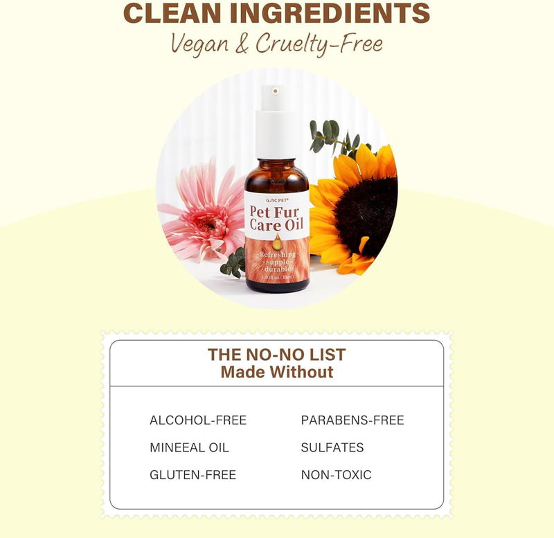 Pet Fur Care Oil for Dogs & Cats - Tangle Remover, Shiny & Silky Coat, Nourishes Fur with Collagen & Natural Oils - Leave-in Formula, 30ml (Mild Fragrance) Mild Fragrance